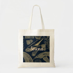 Vintage Blue Whale Nautical  Tote Bag