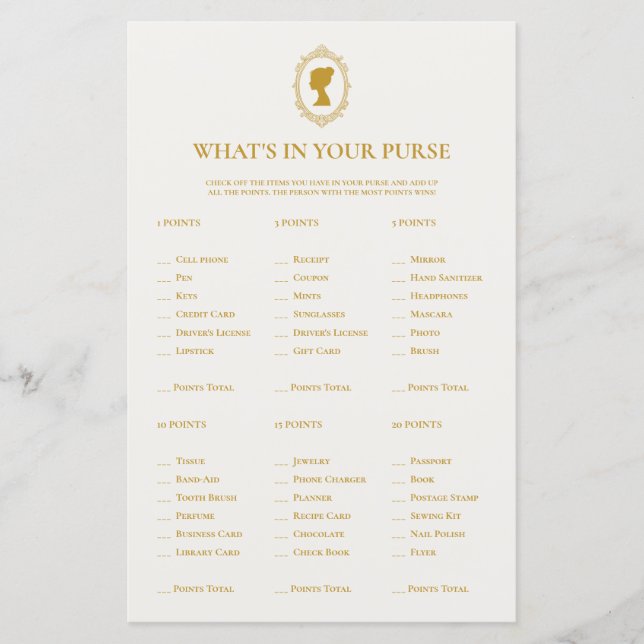 Vintage Blue What's In Your Purse Bridal Shower (Front)