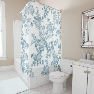Vintage blue white bohemian elegant floral