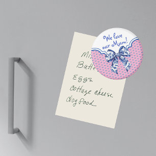 Vintage Blue White Butterfly Bow Personalized Magnet