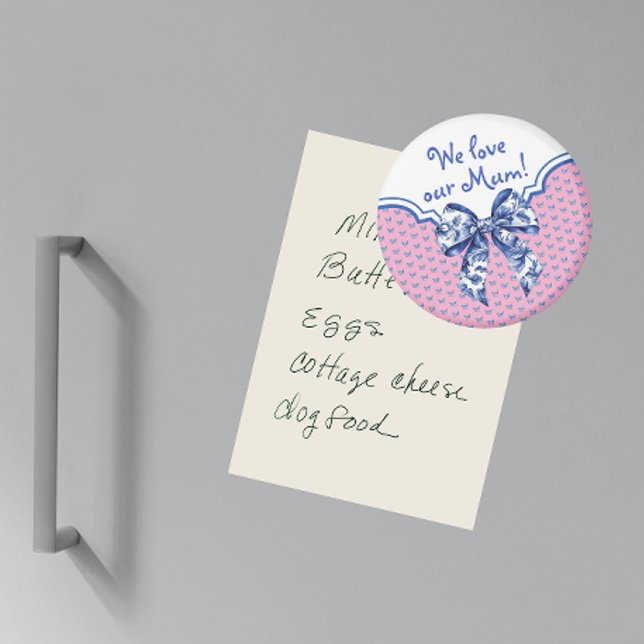 Vintage Blue White Butterfly Bow Personalized Magnet (Personalize this message for someone special!)