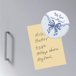 Vintage Blue White Butterfly Bow Personalized Magnet