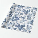 Vintage Blue White Deer in Snowy Woodland Wrapping Paper<br><div class="desc">Classical French toile de jouy fabric seamless pattern in monochromatic dusty blue tones, with vintage illustrations of various kinds of American deer in serene snowy woods, perfect for the festive Christmas gift wrapping, decoupage crafts or any other occasion. In various cultures deer symbolizes strength, agility and stamina but also gentleness,...</div>