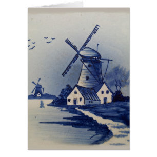 Vintage Blue White Delft Windmill