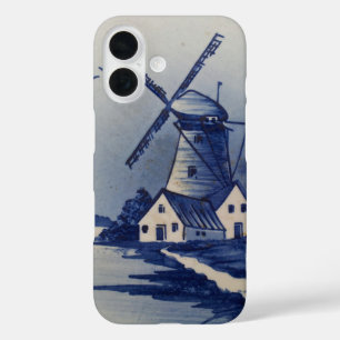 Vintage Blue White Delft Windmill iPhone 16 Case