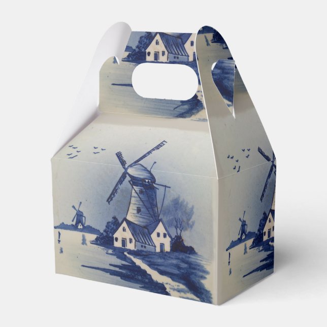 Vintage Blue White Delft Windmill Favor Box (Front Side)