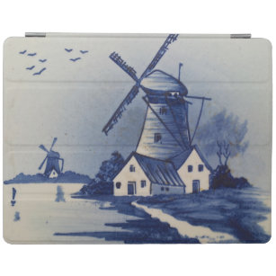 Vintage Blue White Delft Windmill iPad Cover