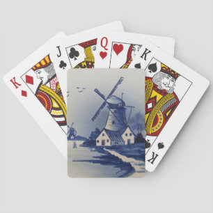 Vintage Blue White Delft Windmill Playing Cards