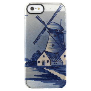 Vintage Blue White Delft Windmill Clear iPhone SE/5/5s Case