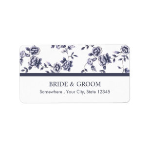 Vintage Blue & White Floral Wedding Label