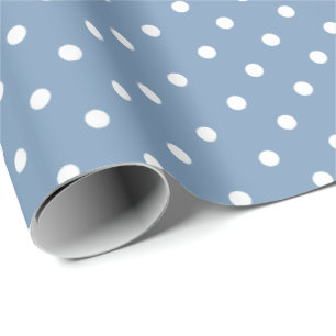 Vintage Blue   White Polka Dot Wrapping Paper