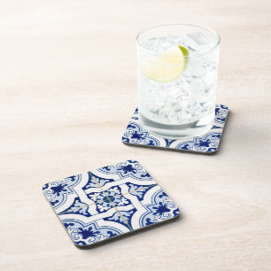 Vintage Blue & White Tile Look Coaster