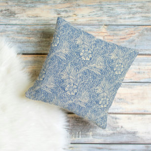 Vintage Blue William Morris Style Floral  Throw Pillow