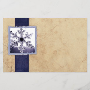 Vintage Blue Winter Snowflake Stationery