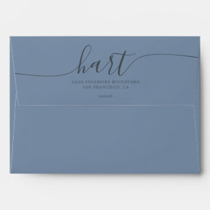 Vintage Blue with Black Script Return Address Envelope