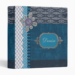 Vintage Blue with Sequins  Frame Binder