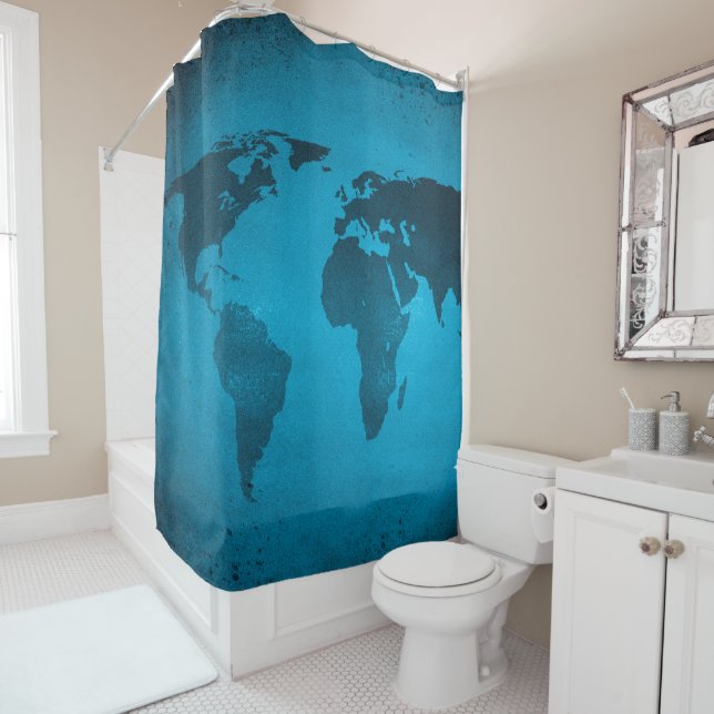 Vintage blue world map (In Situ)