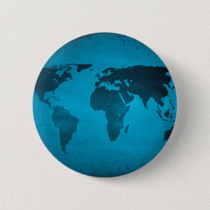 Vintage blue world map 2 inch round button