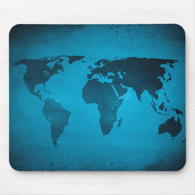 Vintage blue world map mouse pad (Front)