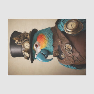 Vintage Blue & Yellow Steampunk Parrot Tissue Paper