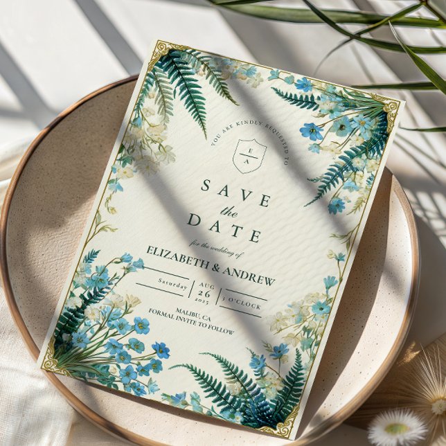 Vintage Bluebell Botanical Wedding Save The Date (Creator Uploaded)