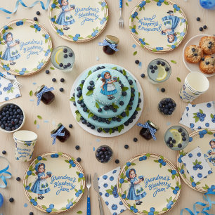Vintage Blueberry Girl - Grandma's Blueberry Jam Paper Plate