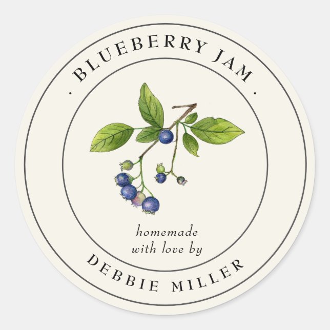 Vintage Blueberry jam canning jar Label (Front)