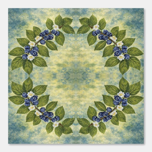 Vintage Blueberry Wreath Wallpaper (Front)