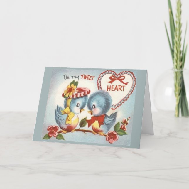 Vintage Bluebird Be My Tweet Heart Valentine Card (Front)