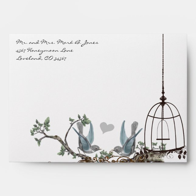 Vintage Bluebird Birdcage Envelopes (Front)