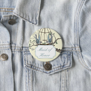 Vintage Bluebird Love Birds Wedding Badges 3 Inch Round Button