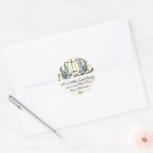Vintage Bluebird Wedding Return Address Classic Round Sticker