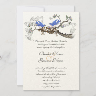 Vintage Bluebirds Chirping Mariage Invitations