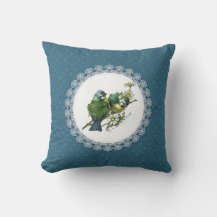 Vintage Bluebirds Throw Pillow