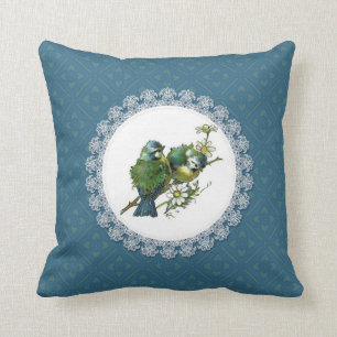 Vintage Bluebirds Throw Pillow