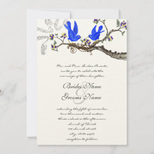 Vintage Bluebirds Yellow & Purple  Wedding Invite