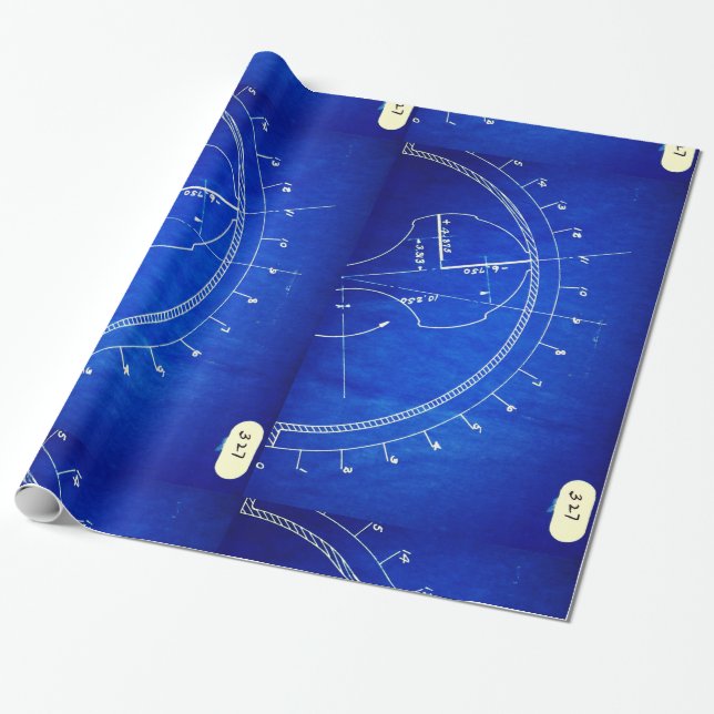 Vintage Blueprint Diagram No. 327 Wrapping Paper (Unrolled)
