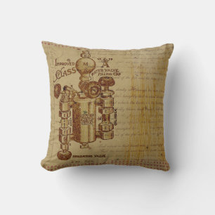 Vintage Blueprint Throw Pillow