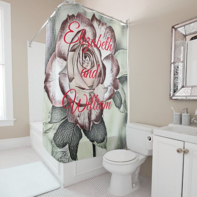 Vintage Blush and Red Rose Drawing (In Situ)