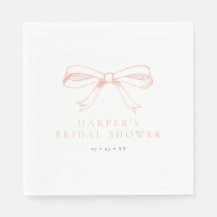 Vintage Blush Bow Bridal Shower Napkin