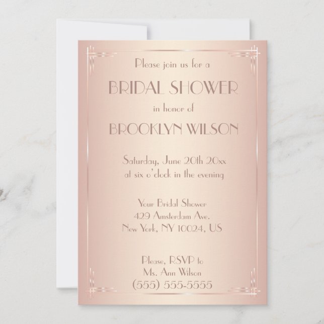 Vintage Blush Bridal Shower Invitations (Front)