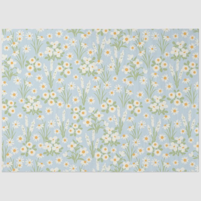 Vintage Blush Daisy floral decoupage Tissue Paper (Front)