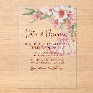 Vintage Blush Dress Wedding Acrylic Invitations