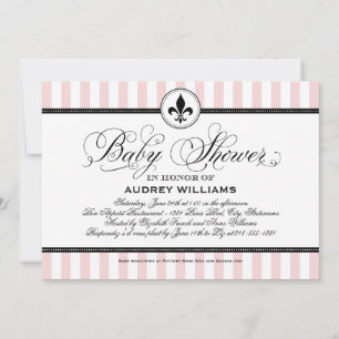 Vintage Blush Fleur de Lis French Baby Shower Invitation