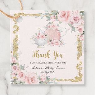 Vintage Blush Floral High Tea Party Baby Shower  Favour Tags