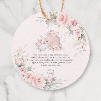 Vintage Blush Floral High Tea Party Birthday Party Favour Tags