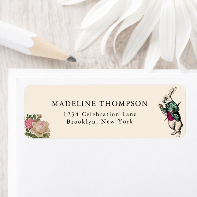 Vintage Blush Floral Rabbit Alice in Wonderland (Insitu)