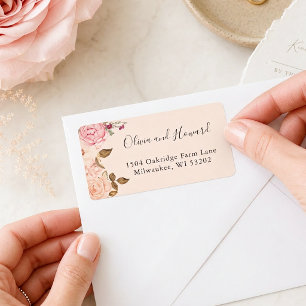 Vintage Blush Floral Return Address Label