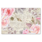 Vintage Blush Floral Roses Old Letter Decoupage