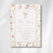 Vintage Blush Gladiolus Floral Bow Baby Shower